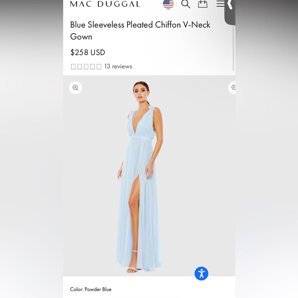 Mac Duggal Elegant Blue Chiffon Dress